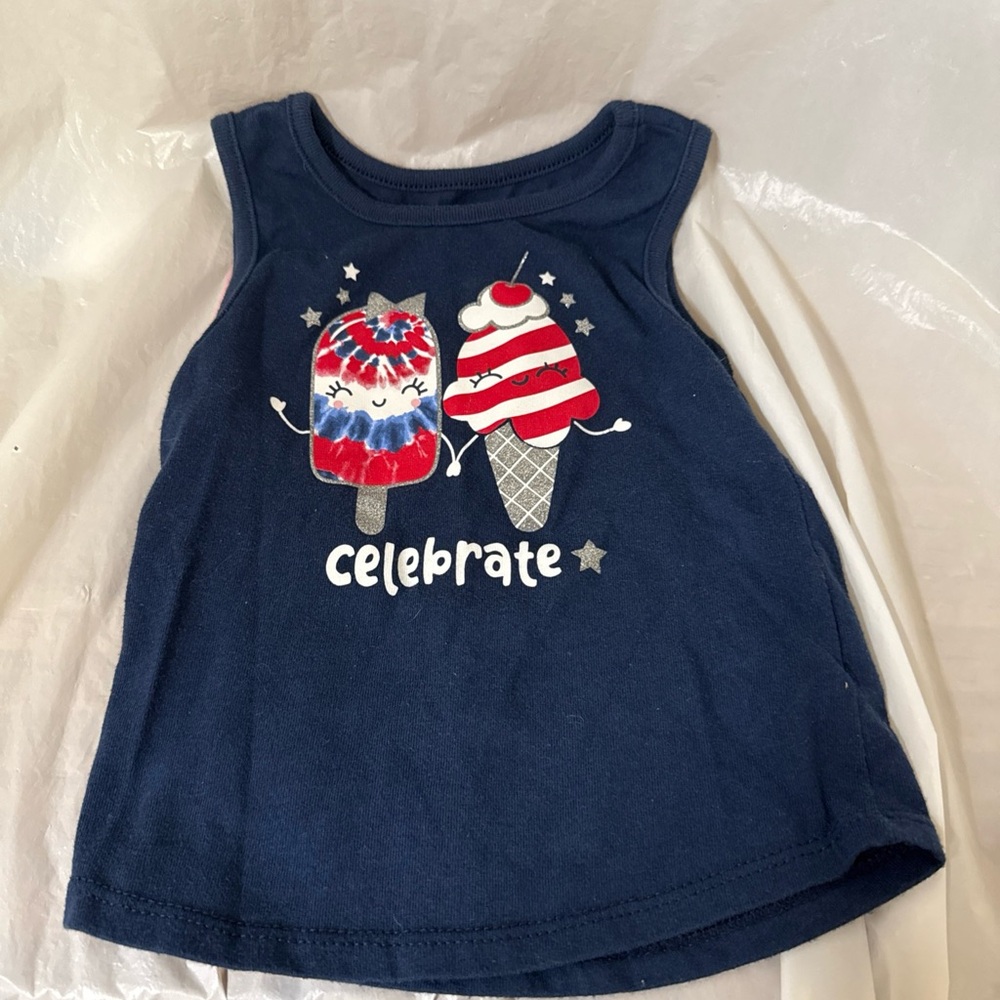 Kids Navy Blue Celebrate Ice Cream Tank Top size 2T